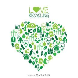 Eco Heart with Green Icons
